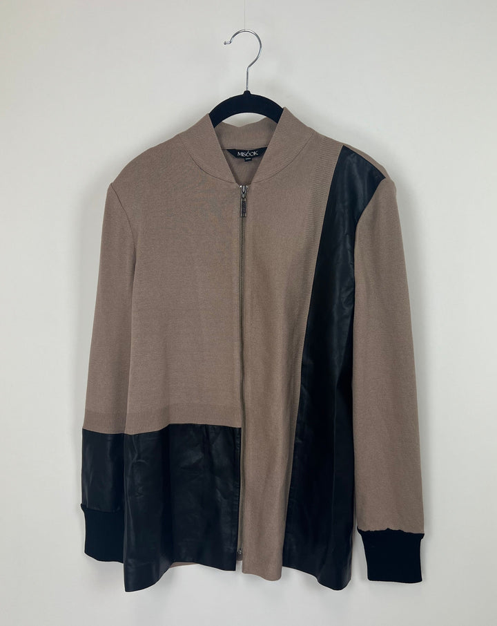 Beige And Black Zip Up Jacket - Size 2-4