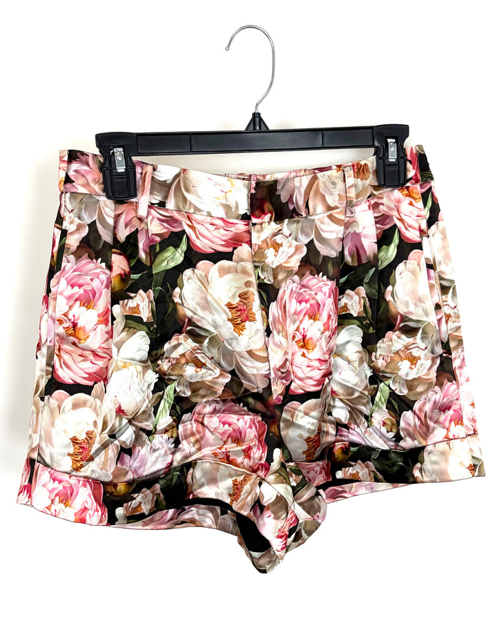 Pink Floral Trouser Shorts - Size 4/6