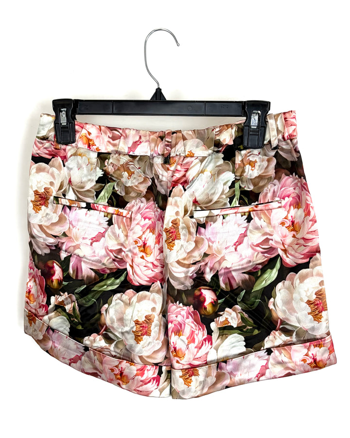 Pink Floral Trouser Shorts - Size 4/6