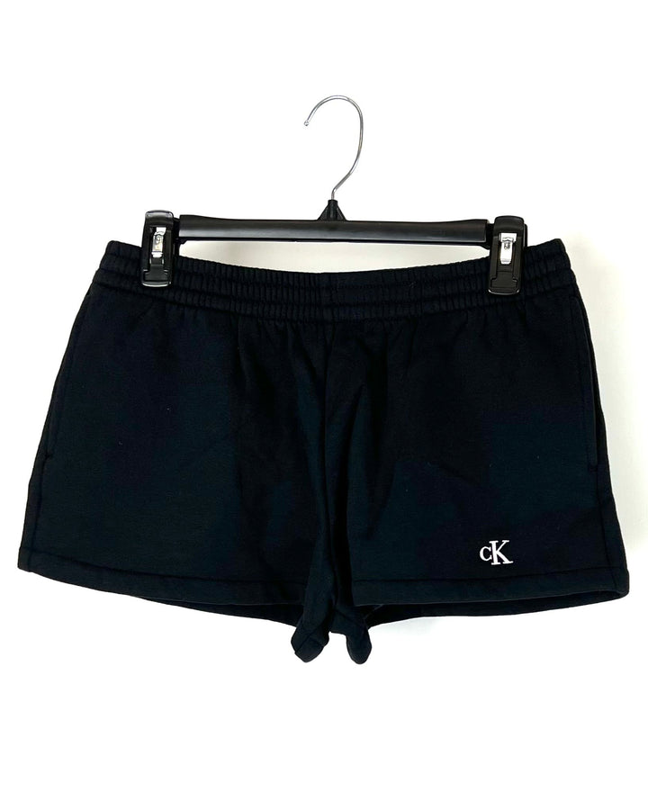 Black Low Rise Fleece Lined Shorts - Small