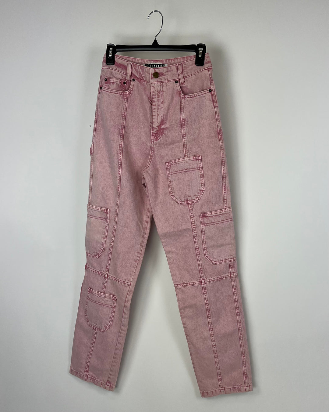 Pink Denim Cargo Pants - Size 26