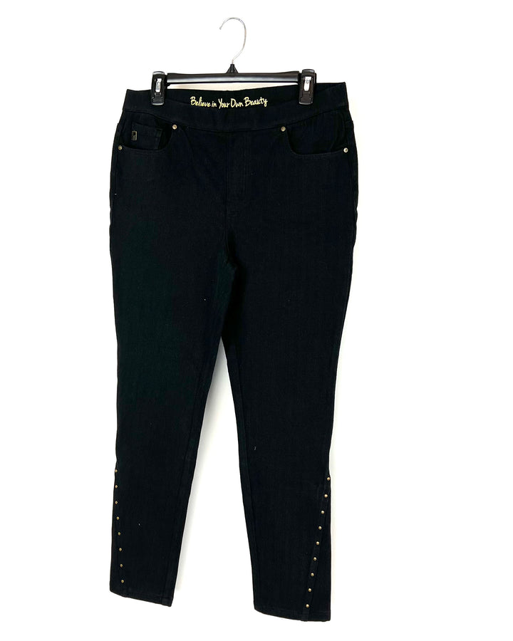 Black Jeans With Gold Studs - Size 12
