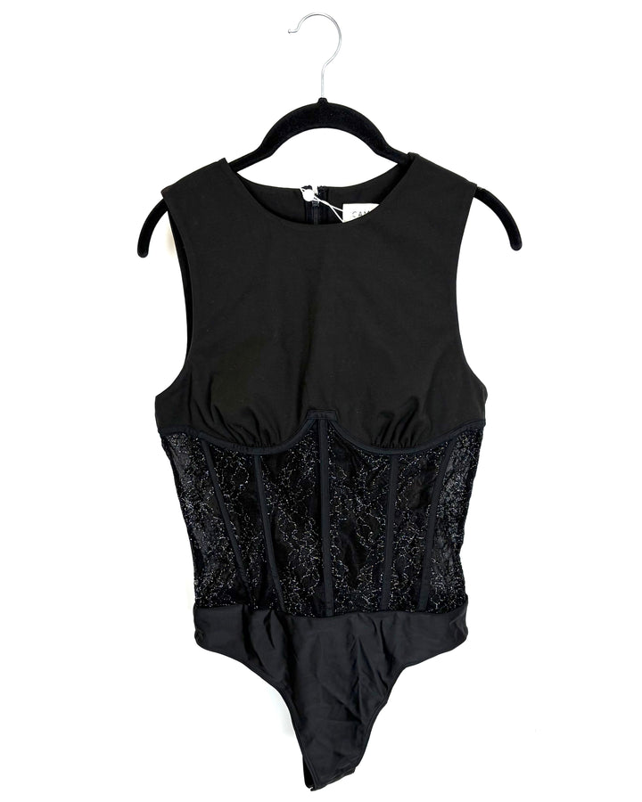 Black Lace Corset Bodysuit - Size 8