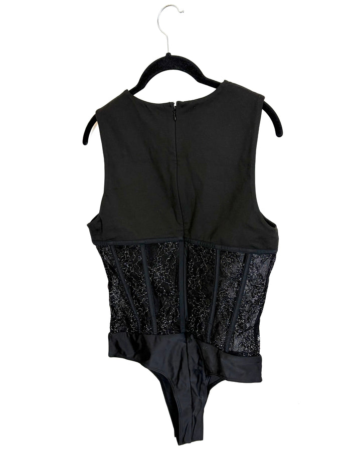 Black Lace Corset Bodysuit - Size 8