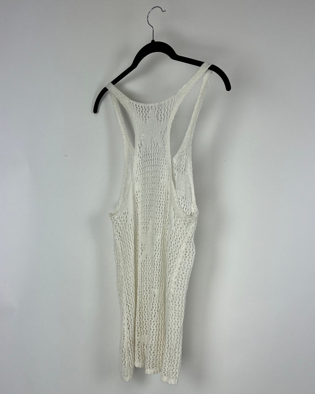 White Knit Tank Top With Stars - Small