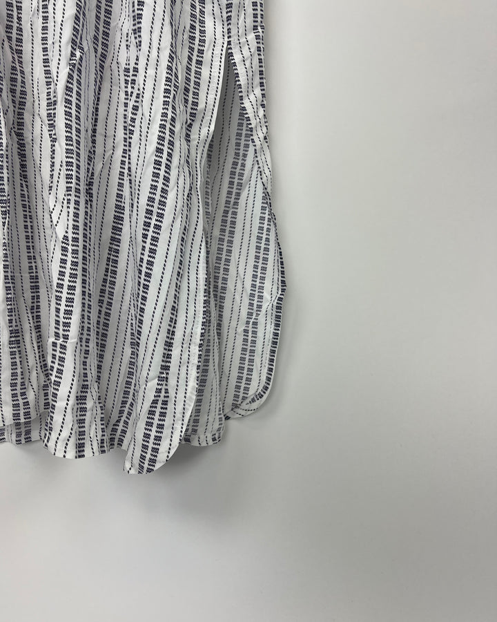 Long Sleeve White and Navy Lounge Dress - 2X