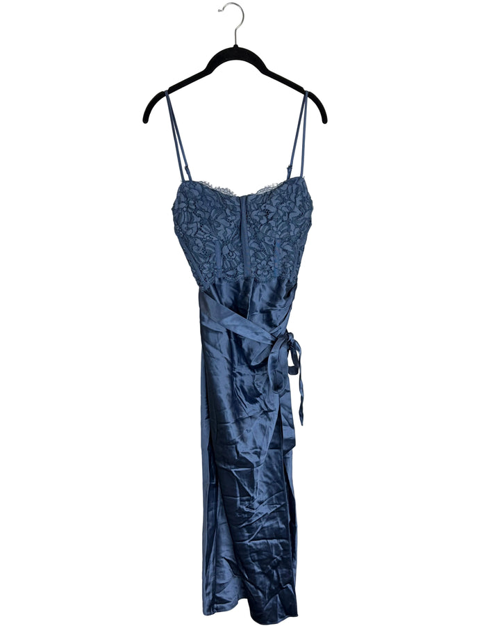 Steel Blue Lace Dress - Size 8