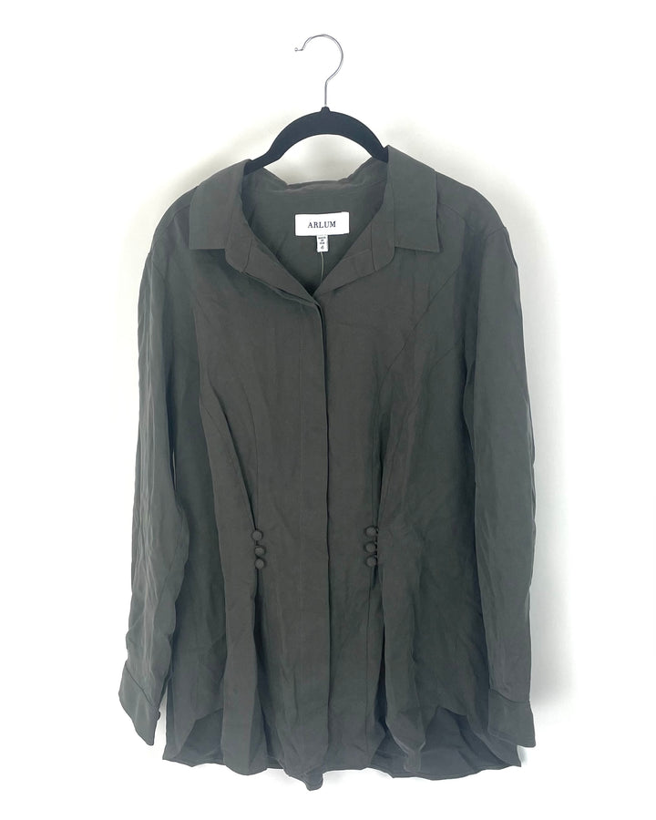 Grey Long Sleeve Blouse - Size 16, 18, and 20