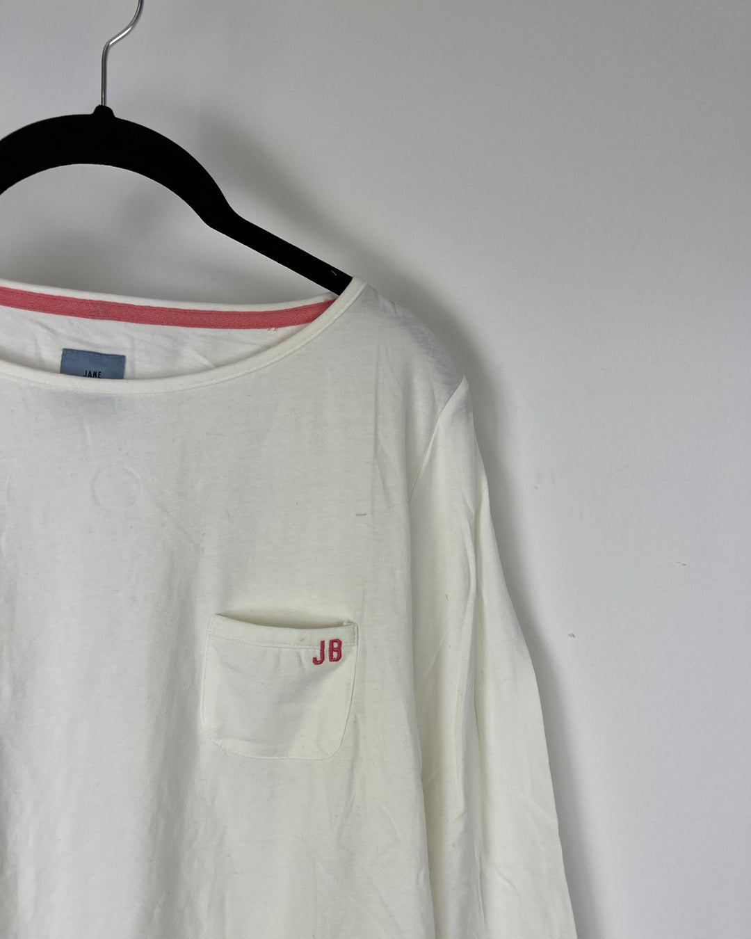 White Long-Sleeve Shirt With Chest Pocket - Small
