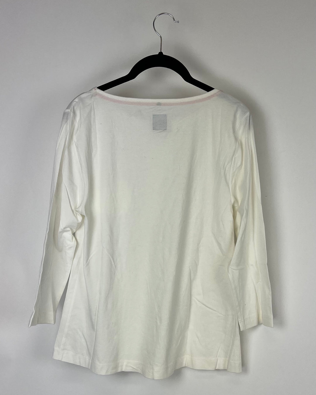 White Long-Sleeve Shirt With Chest Pocket - Small