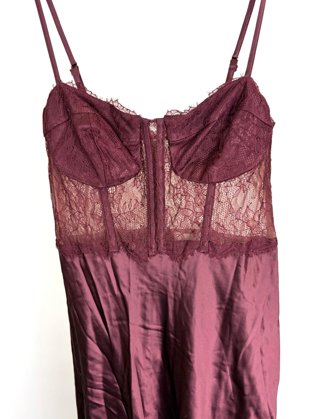 Burgundy Lace Corset Dress - Size 6