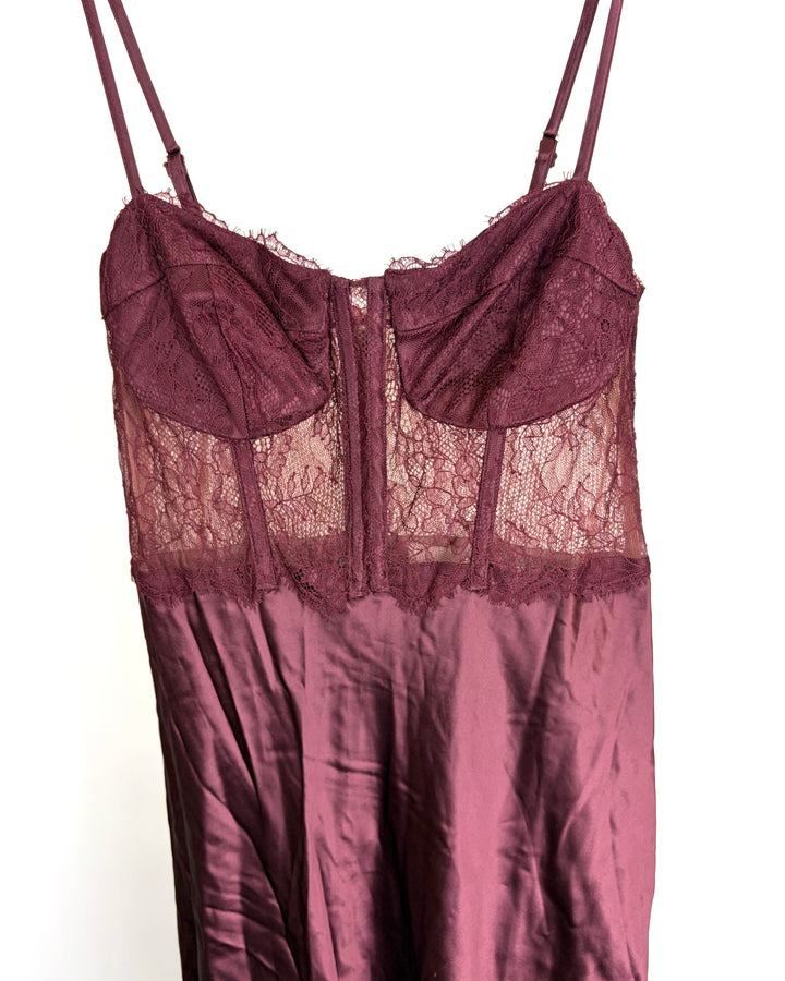 Burgundy Lace Corset Dress - Size 6