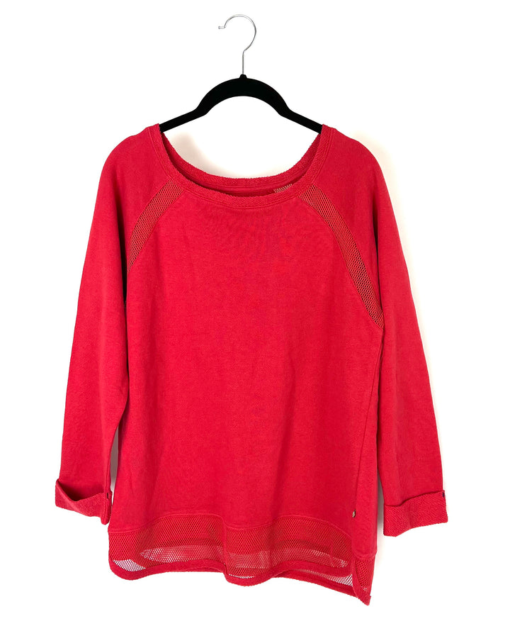Red Long-Sleeve Shirt With Mesh - Small