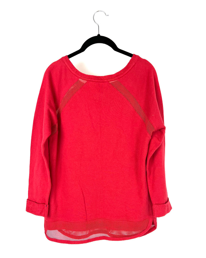 Red Long-Sleeve Shirt With Mesh - Small