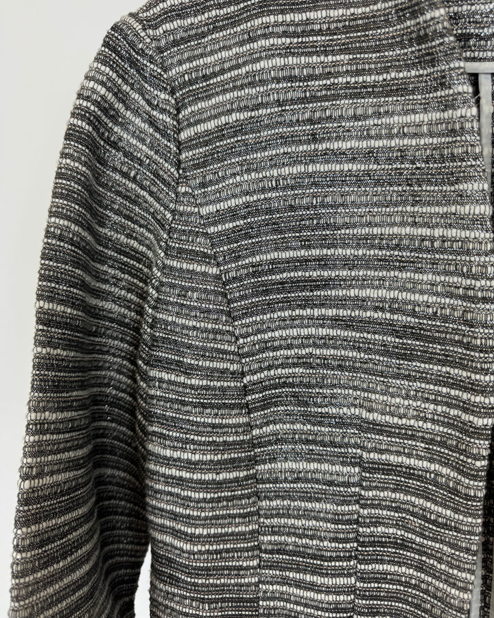Grey and White Short Sleeve Jacket -  Extra Small