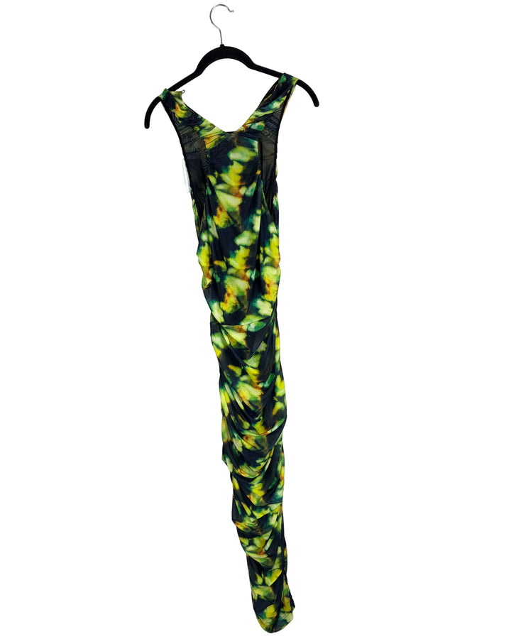 Abstract Print Fitted Dress - Size 2/4
