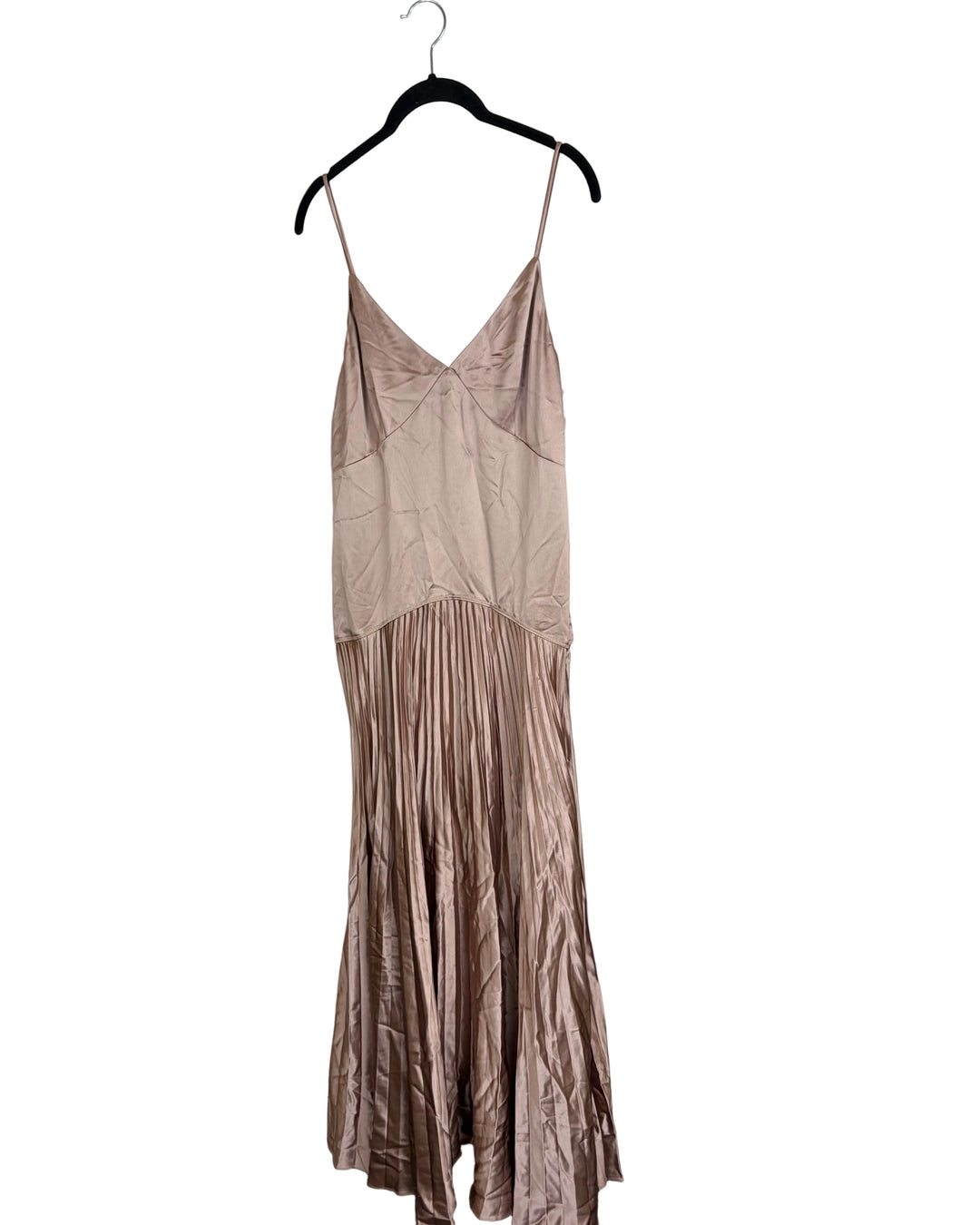 Metallic Brown Accordion Pleat Drop Waist Dress - Size 4