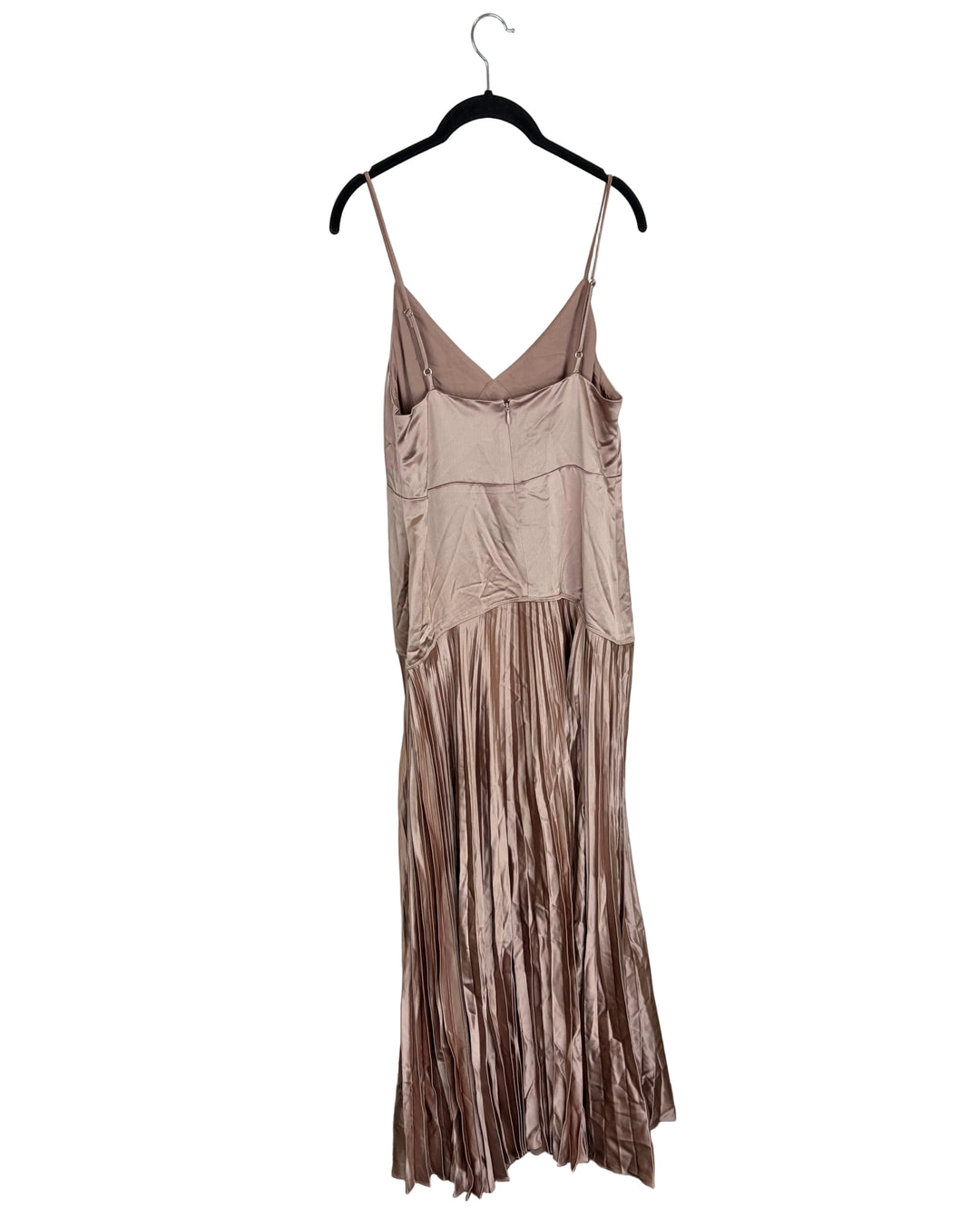 Metallic Brown Accordion Pleat Drop Waist Dress - Size 4