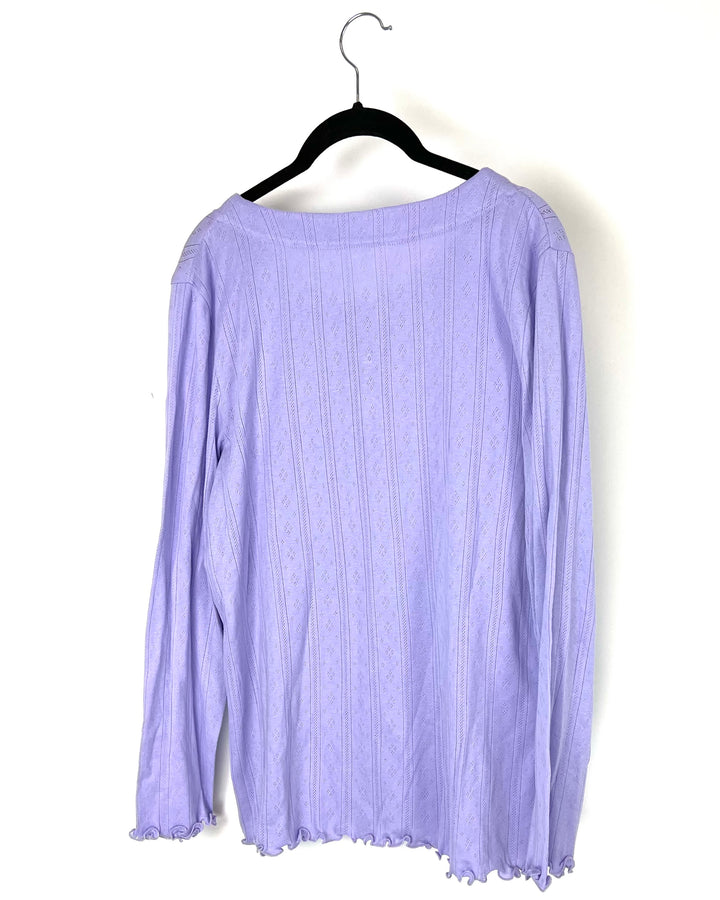 Purple Long Sleeve Button Down Sleep Top - Small