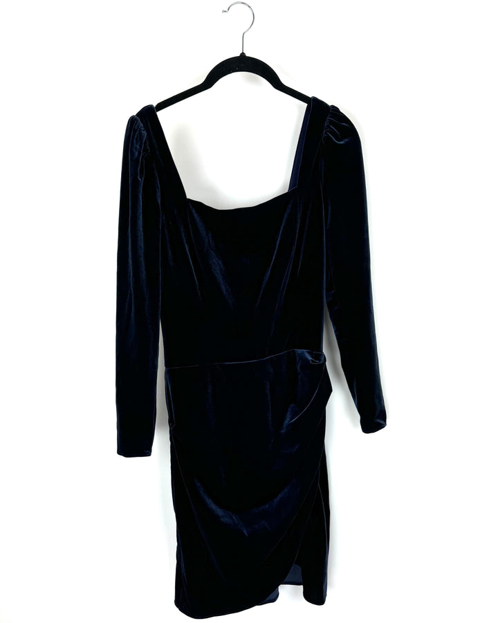 Dark Blue Velvet Square Neck Dress - Size 4