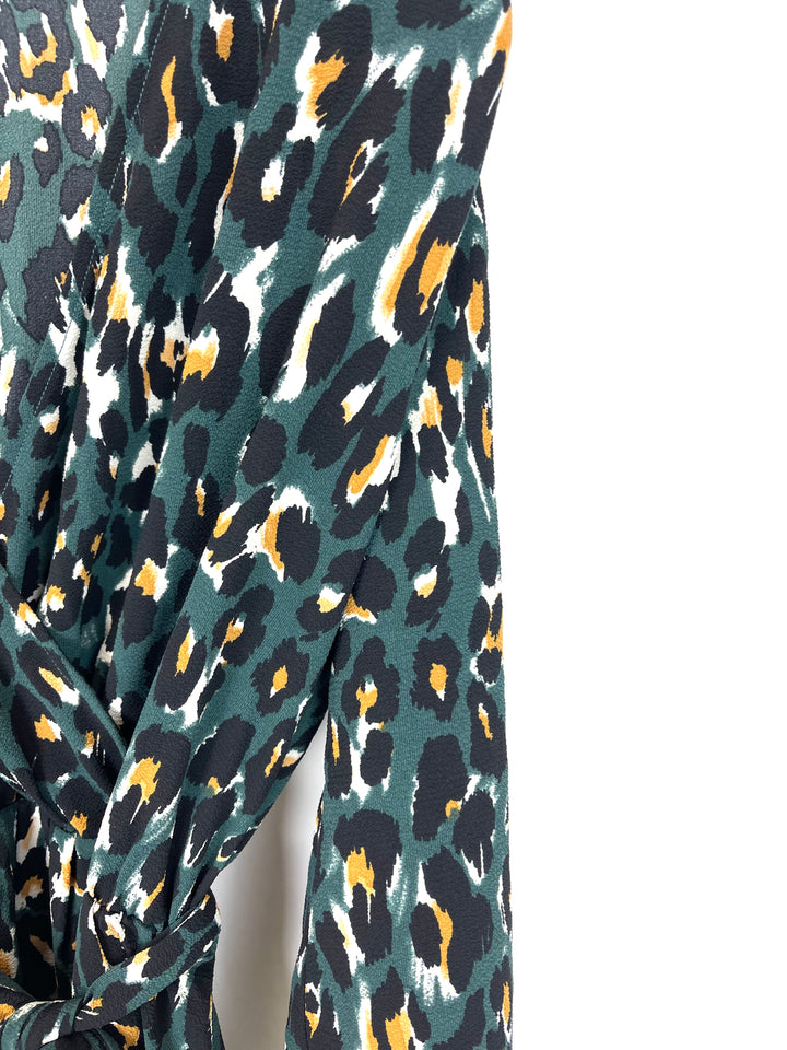 Dark Green Leopard Dress - Size 4/6