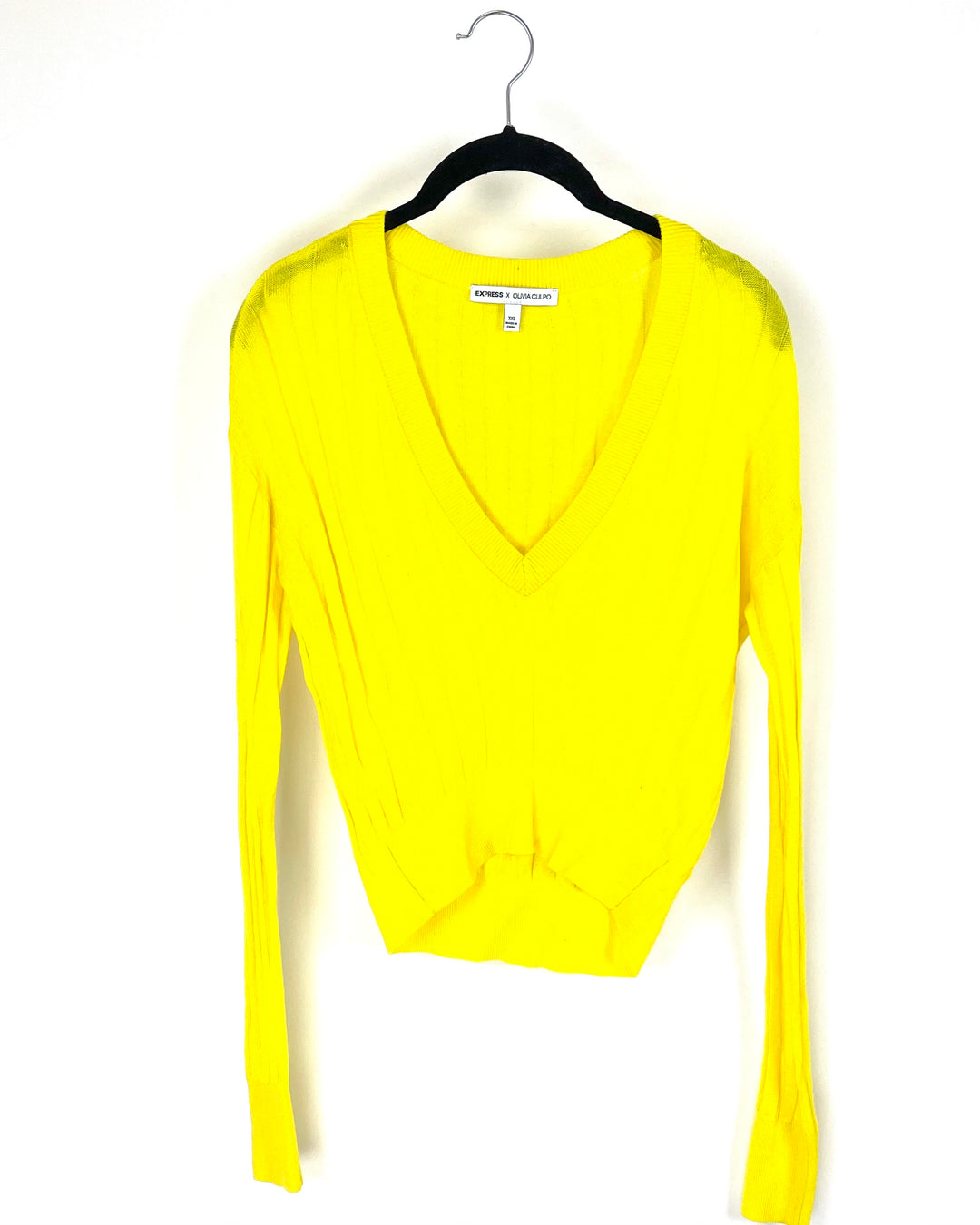 Bright Yellow Cropped Knit Sweater - Size 2/4