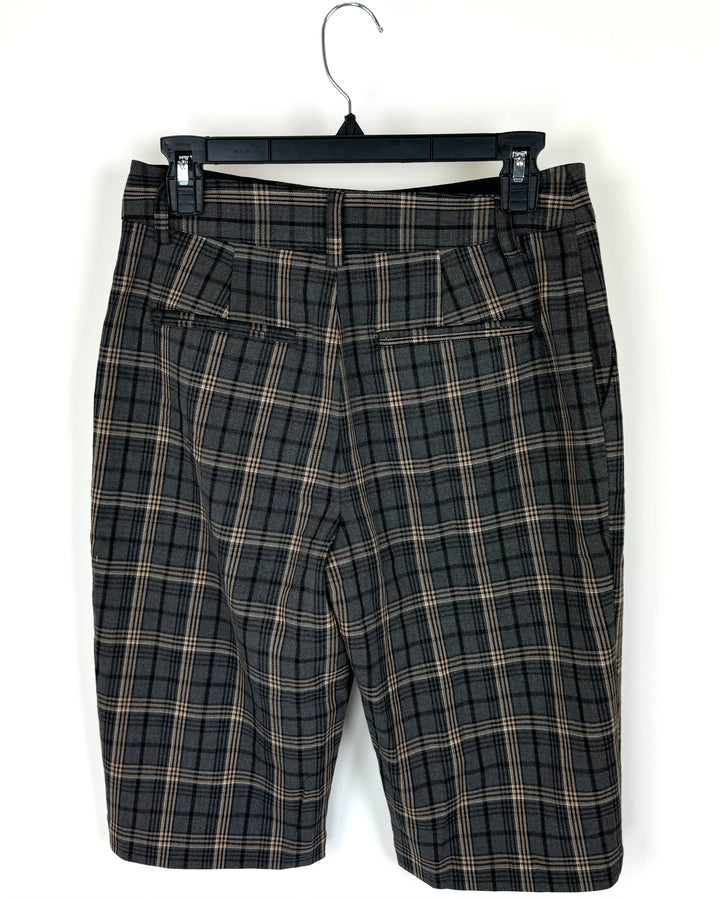 Gray Black and Brown Plaid Shorts - Size 6