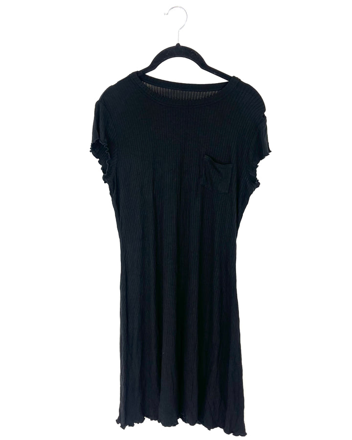 Black Ribbed Dress - Size 2-4