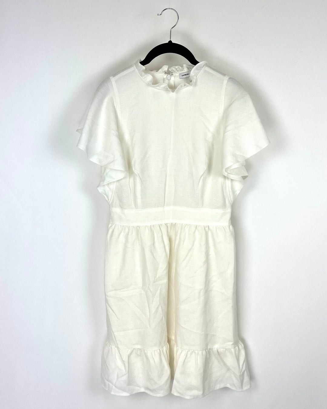 Off White Short Sleeve Ruffle Dress - Size 6