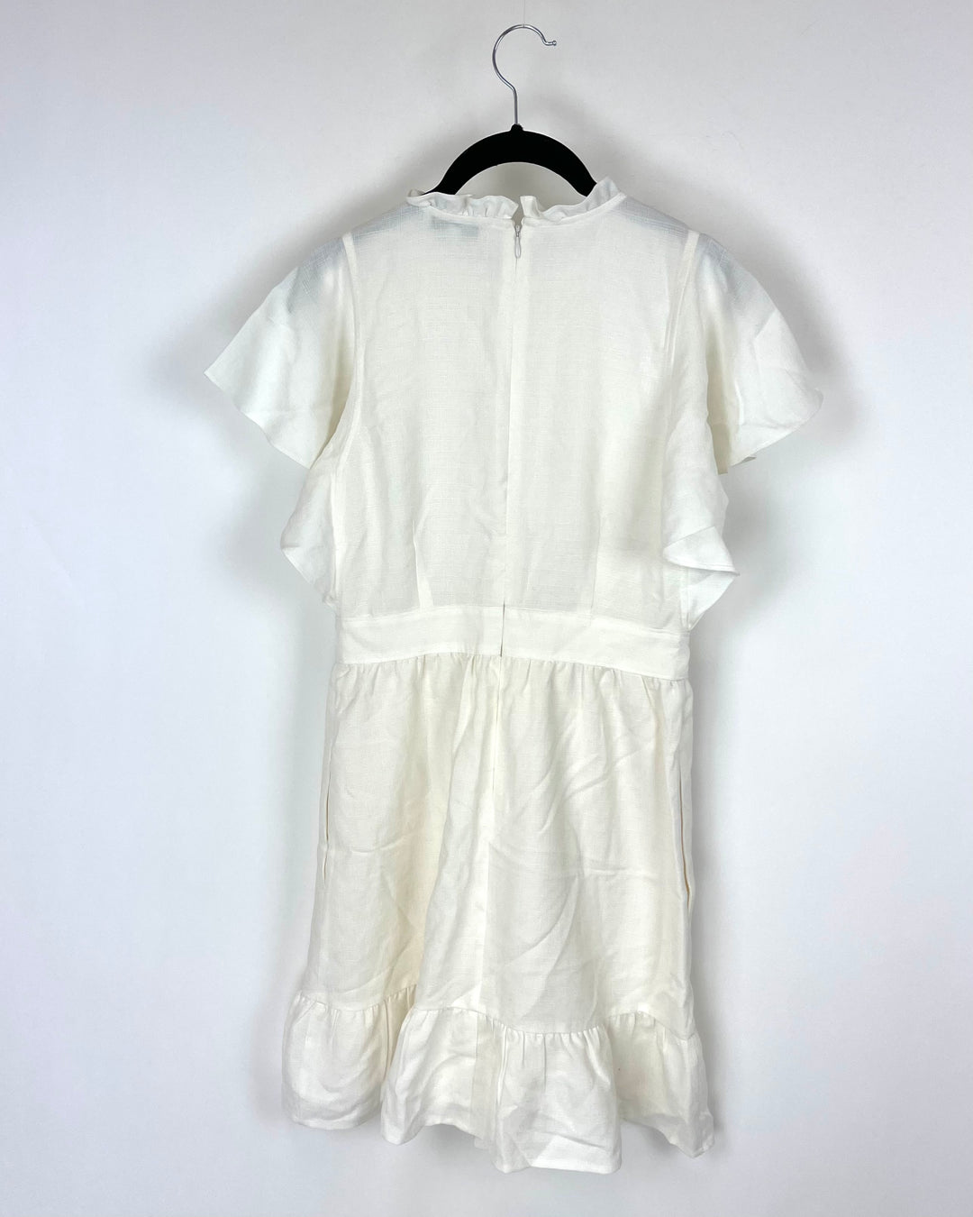 Off White Short Sleeve Ruffle Dress - Size 6