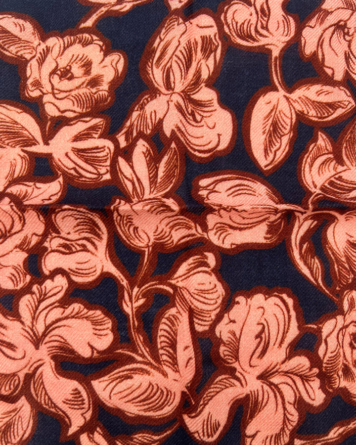 MENS Navy Blue, Dark Blue, Light and Dark Red Floral Pocket Square