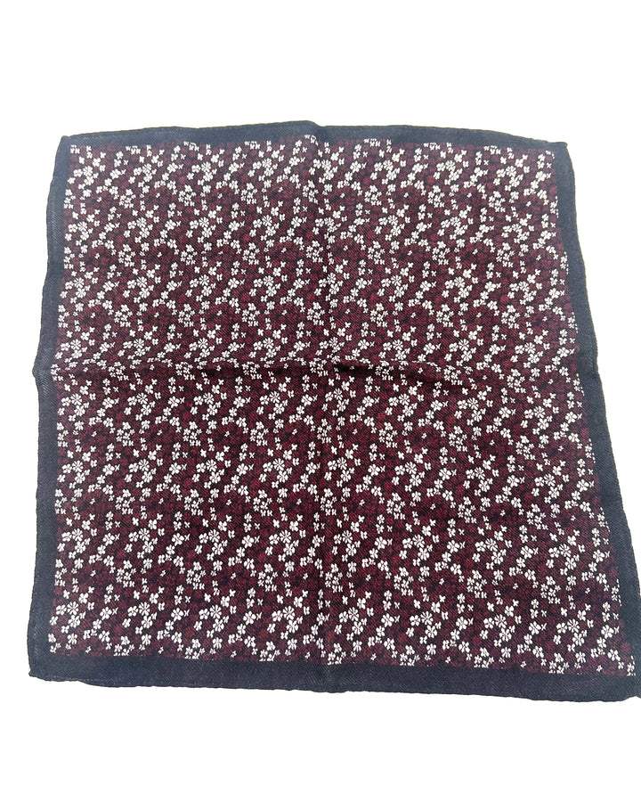 MENS Deep Purple Pocket Square With Burgundy and White Flowers