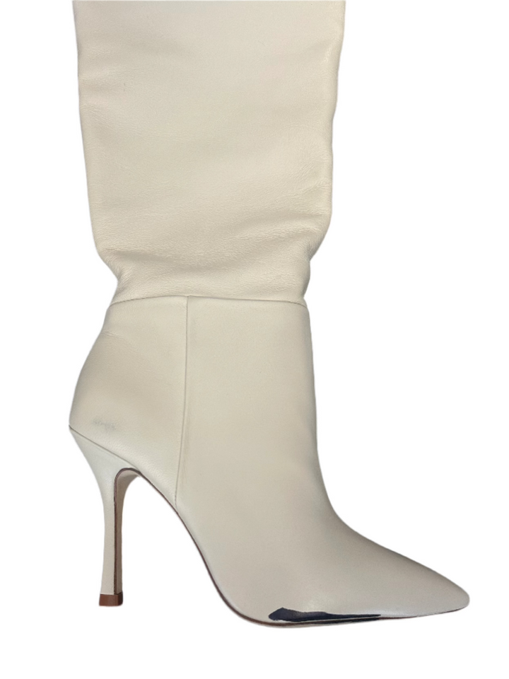 Ivory Tall Pointed Toe Boots - Size 5.5