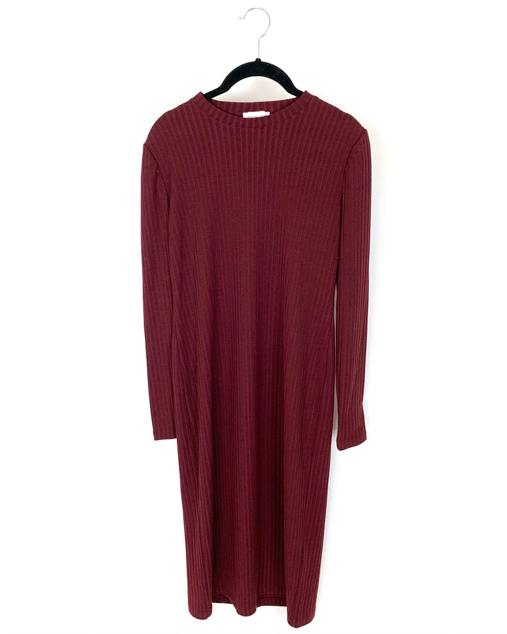 Dark Red Ribbed Dress - Size 6/8