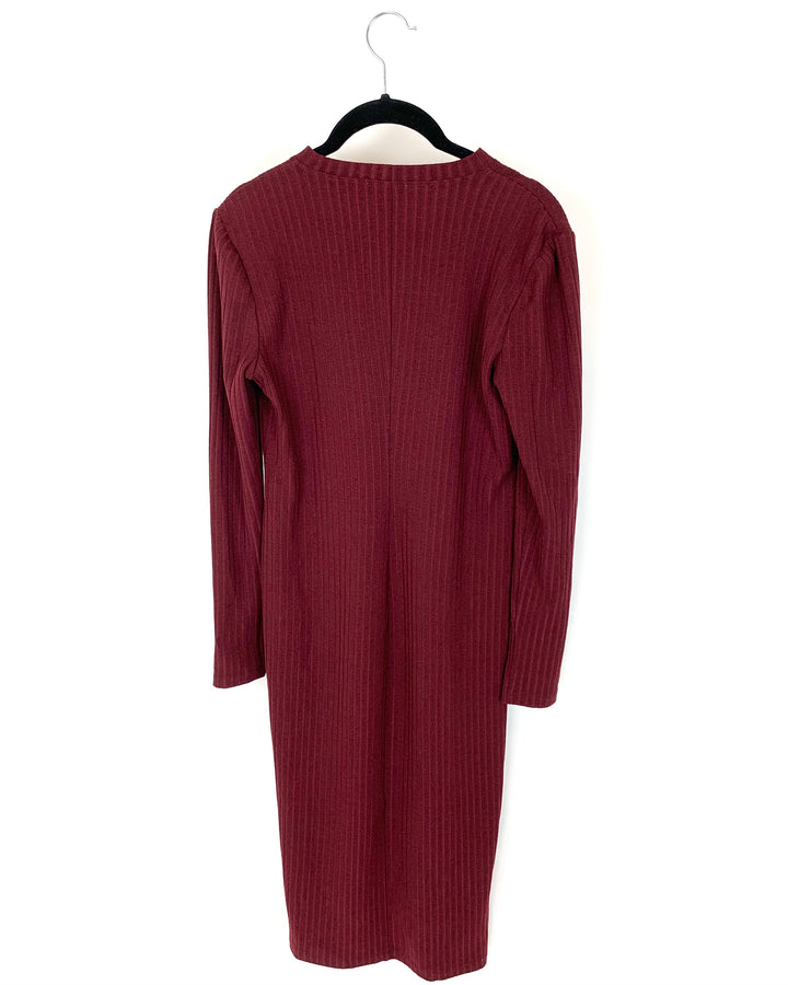 Dark Red Ribbed Dress - Size 6/8