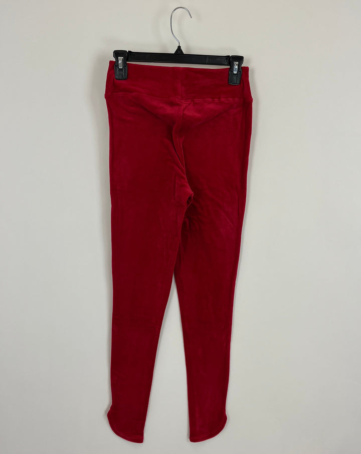 Cherry Red Fleece Leggings - Size 2/4