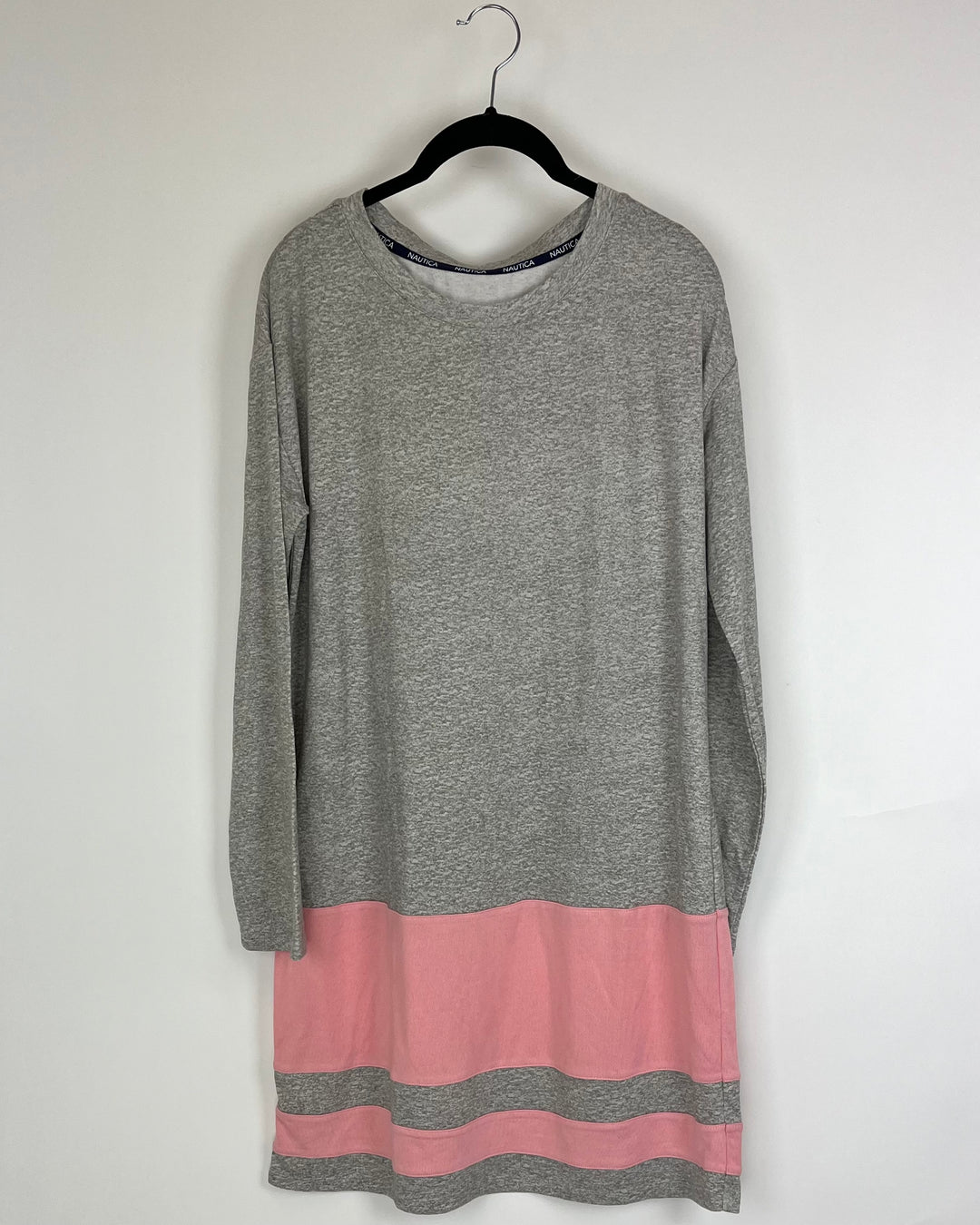 Gray Striped Long-Sleeve Lounge Dress - Size 4/6