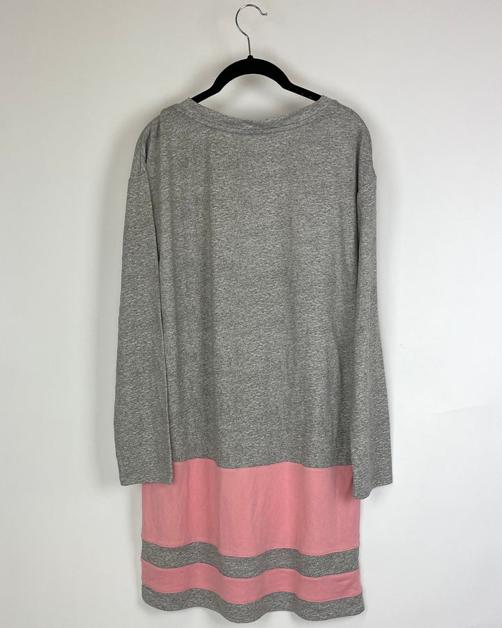 Gray Striped Long-Sleeve Lounge Dress - Size 4/6