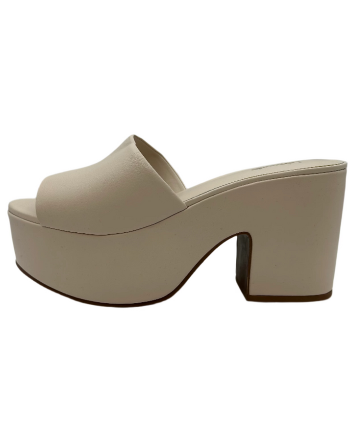Cream Leather Platform Sandal - Size 6.5, 7, 9.5, and 10