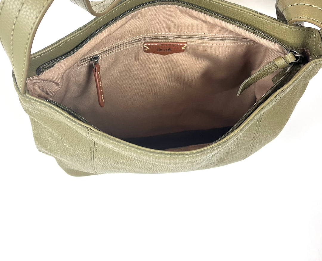 Sage Green Leather Shoulder Bag