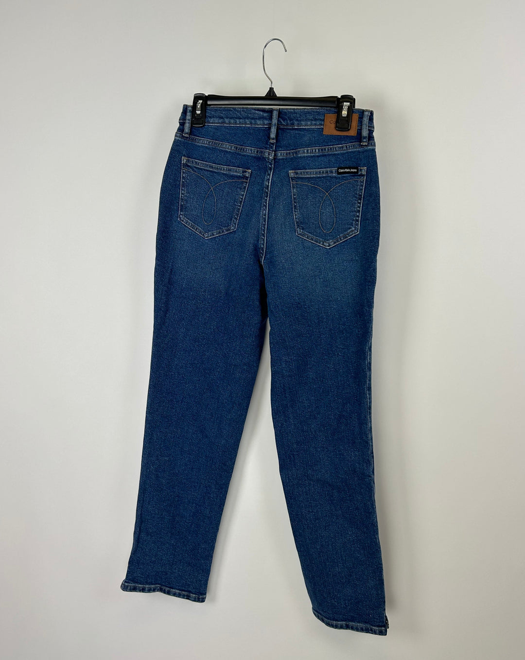 High Rise Straight Denim Jeans With Rip - Size 28