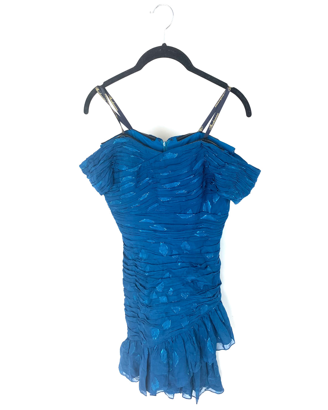 Cerulean Blue Off-the-Shoulder Cocktail Dress - Size 2/4 Cerulean Blue Off-the-Shoulder Cocktail Dress - Size 2/4