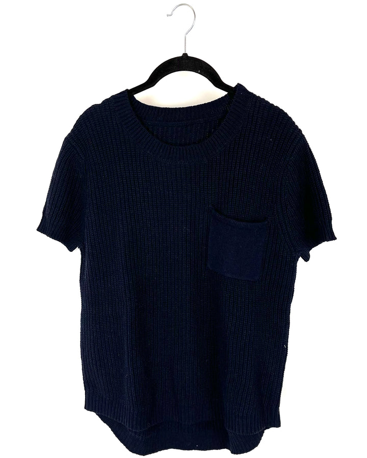 Navy Short Sleeve Sweater - Size 4/6
