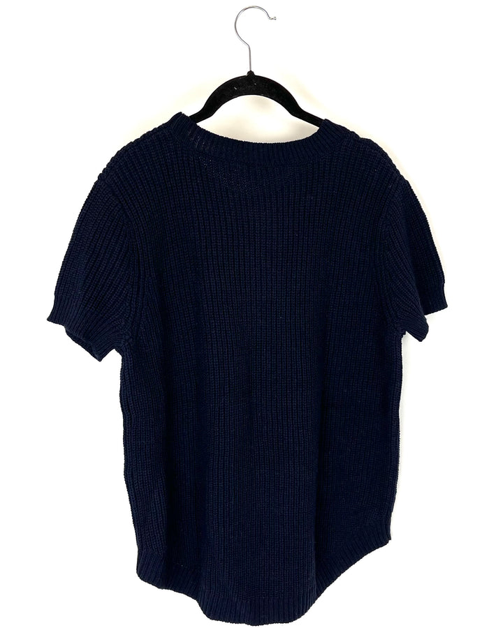 Navy Short Sleeve Sweater - Size 4/6