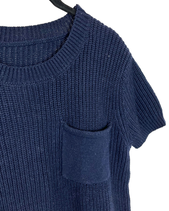 Navy Short Sleeve Sweater - Size 4/6