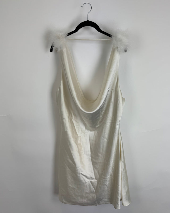 Forever 21 Cream Dress With White Feather Details -Size 2X