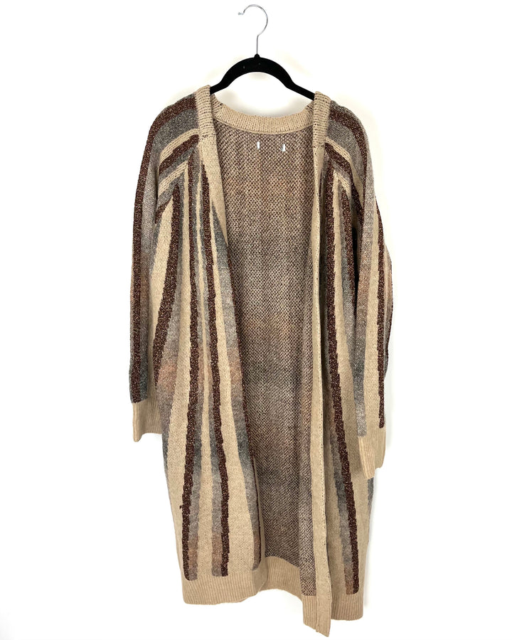 Tan Bronze and Gray Cardigan - Size 10/12