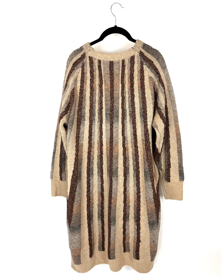 Tan Bronze and Gray Cardigan - Size 10/12