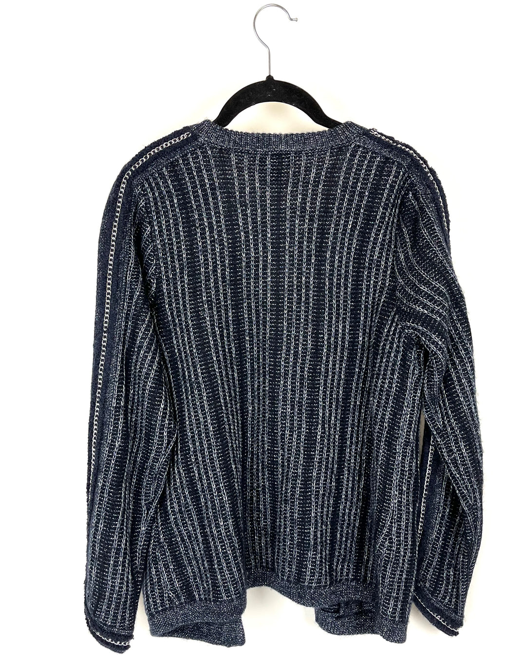 Navy and Silver Texture Sweater - Small