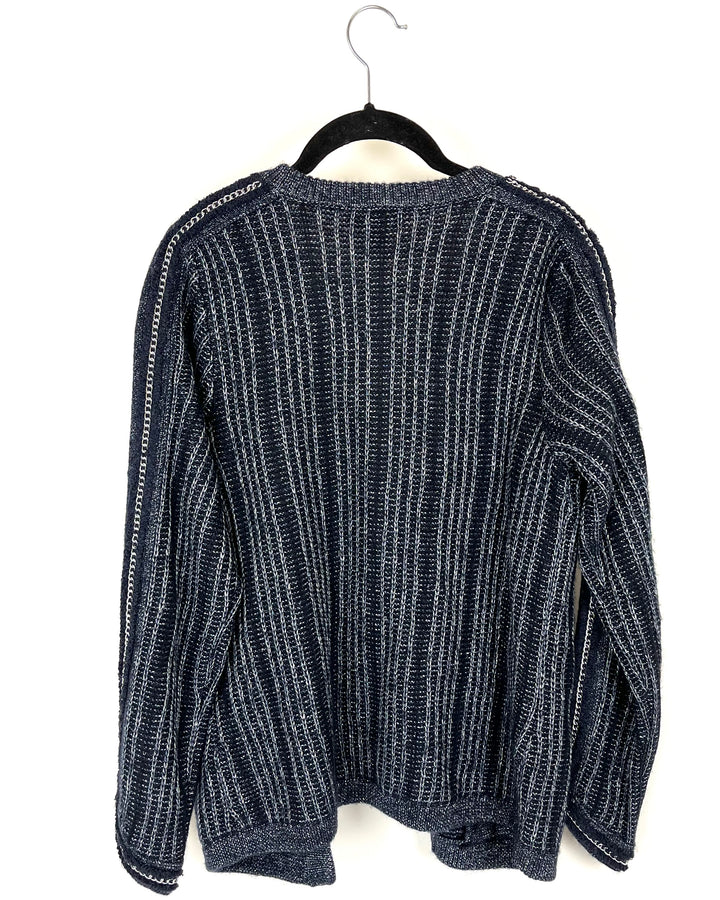 Navy and Silver Texture Sweater - Small